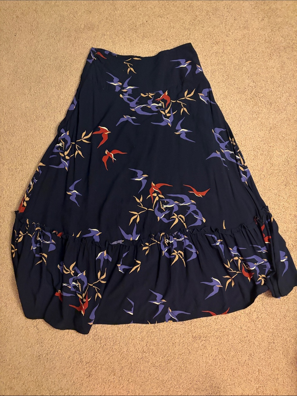 Maeve Navy Maxi Skirt with Purple and Gold Floral Print - Picture 3 of 3